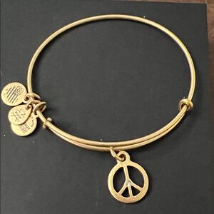 Alex and Ani Gold Peace Sign Bangle Bracelet